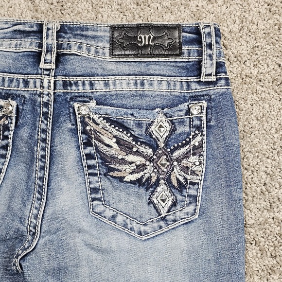 Miss Me Jeans Womens 28 Standard Boot Mid Rise Medium Wash Stretch Denim - Picture 8 of 11